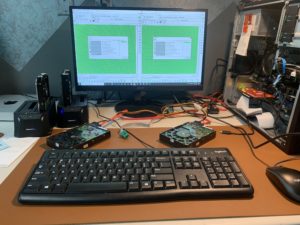 2 drives connected to the PC-3000 data recovery tool