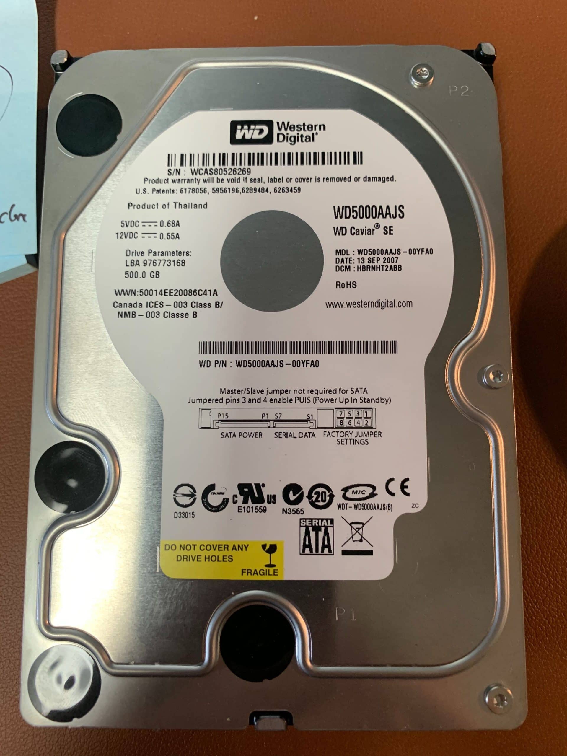 Western Digital WD5000AAJS Deleted File Recovery