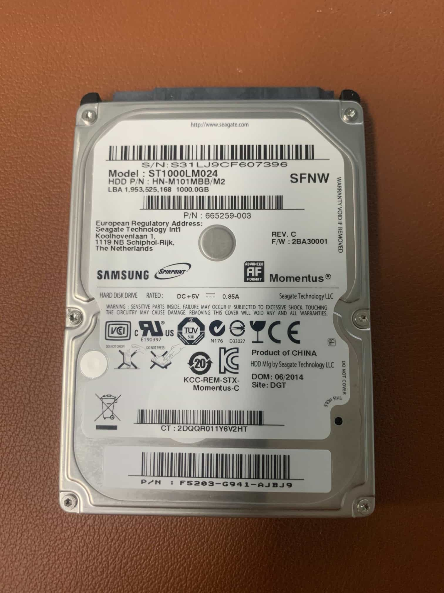 1TB Samsung ST1000LM024 Laptop Drive