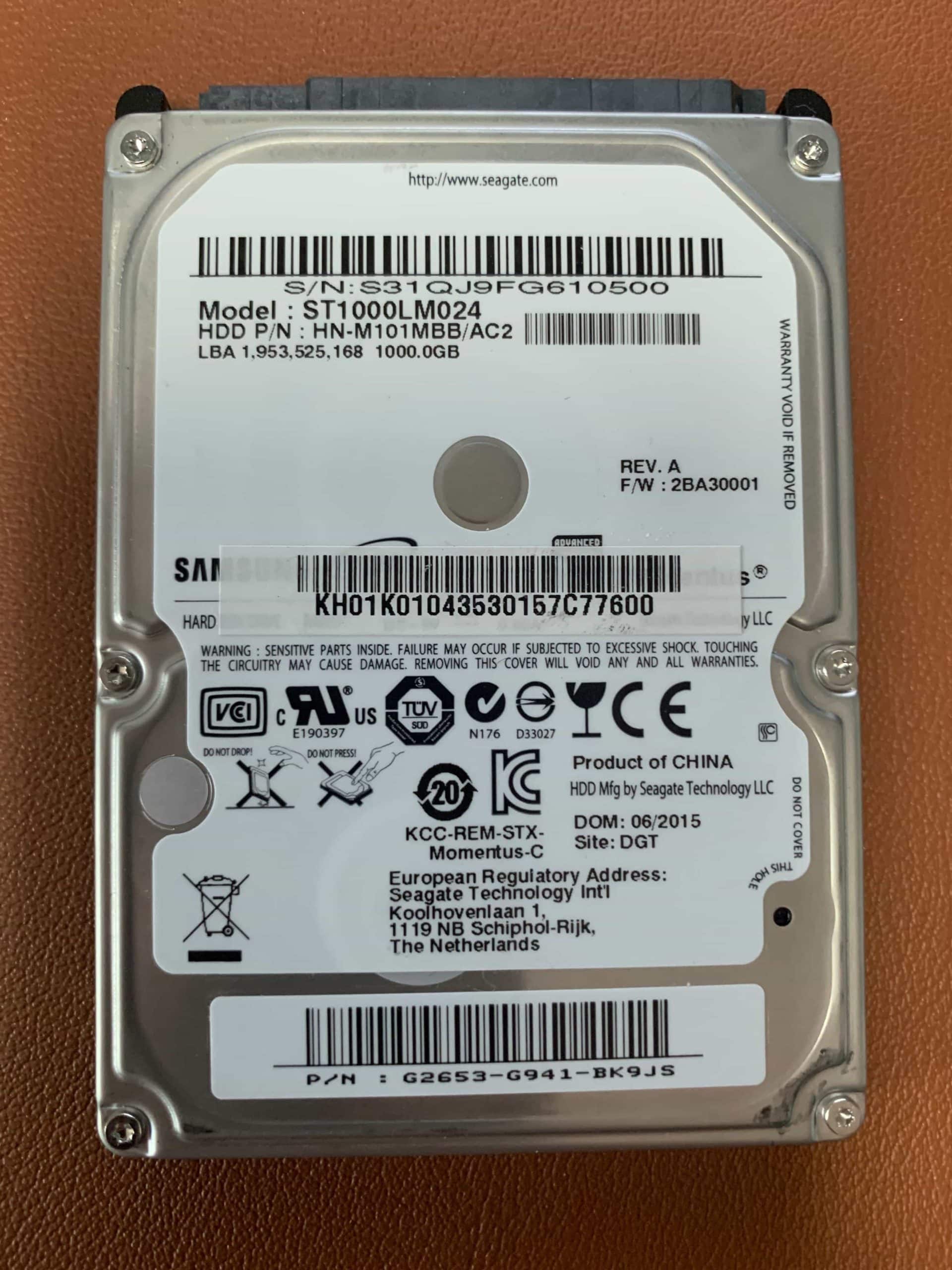 Top of Samsung Laptop Drive