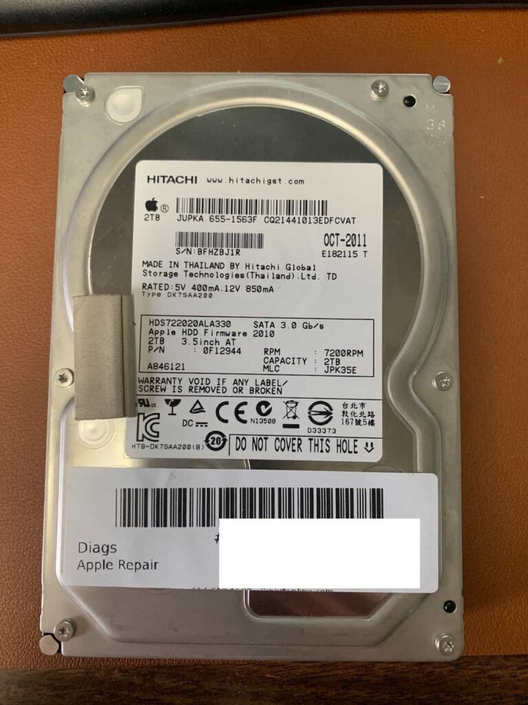 Hitachi HDS722020ALA330 iMac Hard Drive Not Showing Up