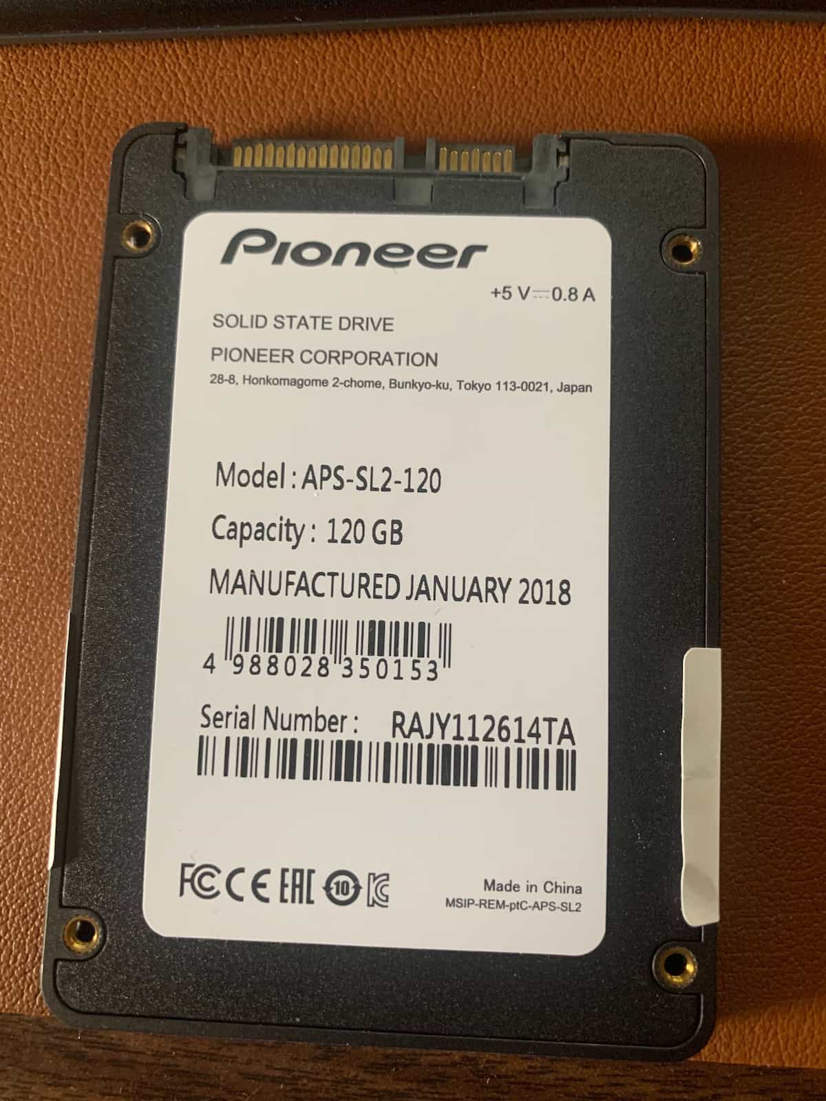 Pioneer solid state drive that was not showing up on computer
