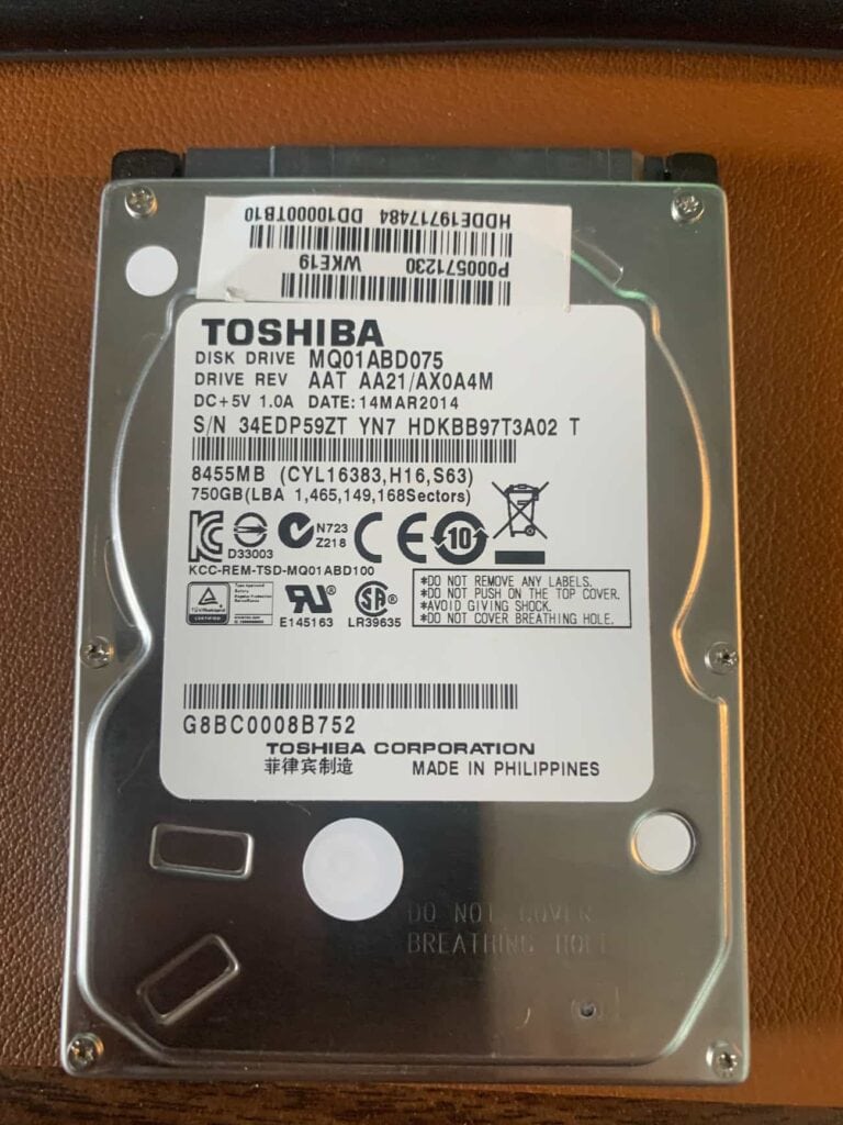 Dropped Hard Drive Recovery on Toshiba  MQ01ABD075
