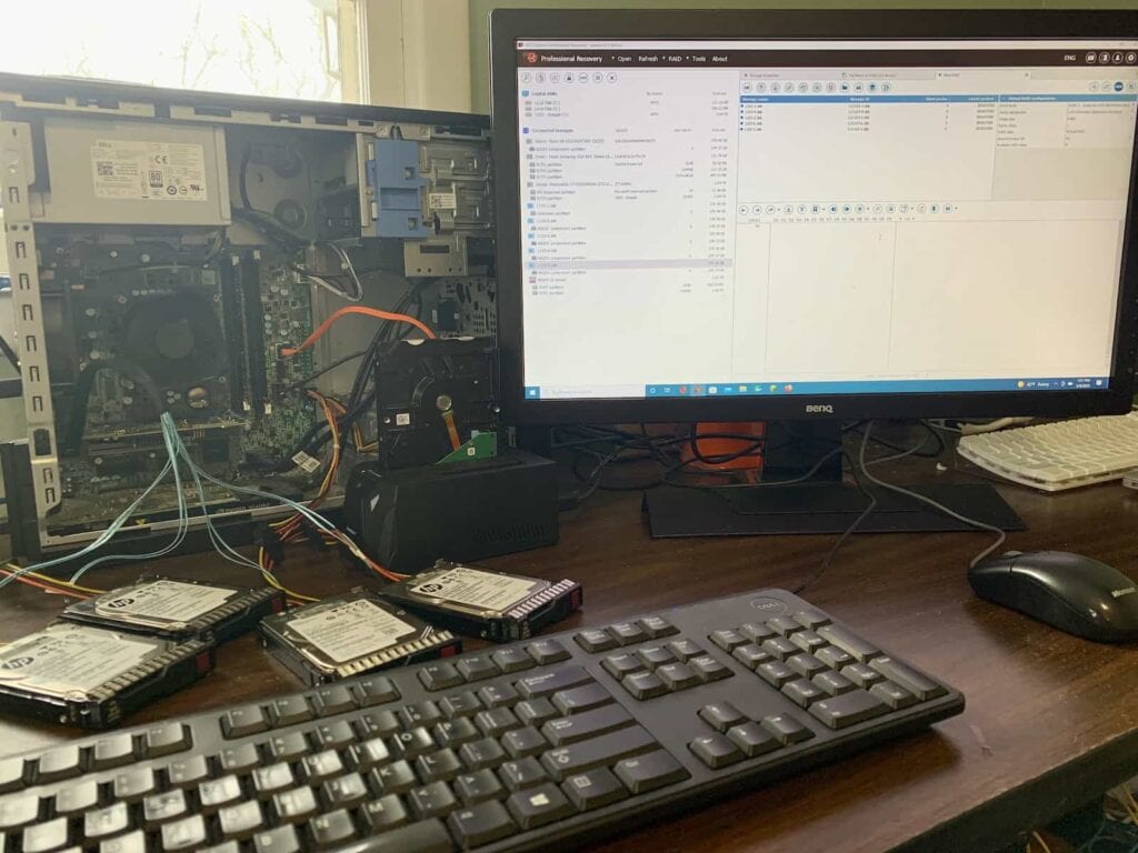 Speedy RAID Recovery for HP Enterprise SAS 2 Showing RAID Recovery on Technician desk