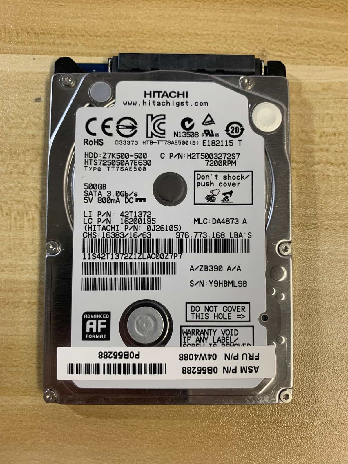 Hitachi hard drive recovery -HTS725050A7E630
