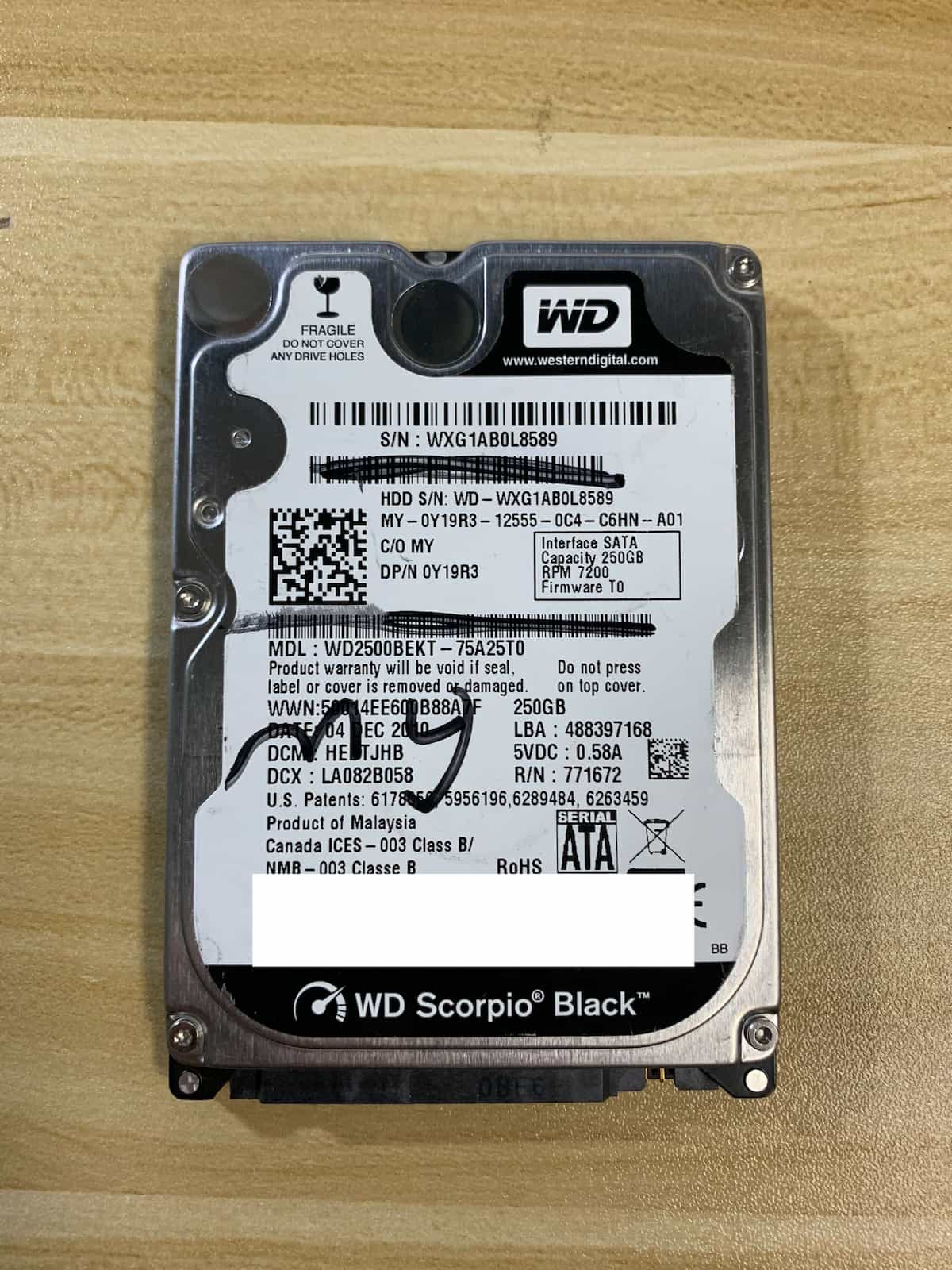 WD2500BEKT Data Recovery 1